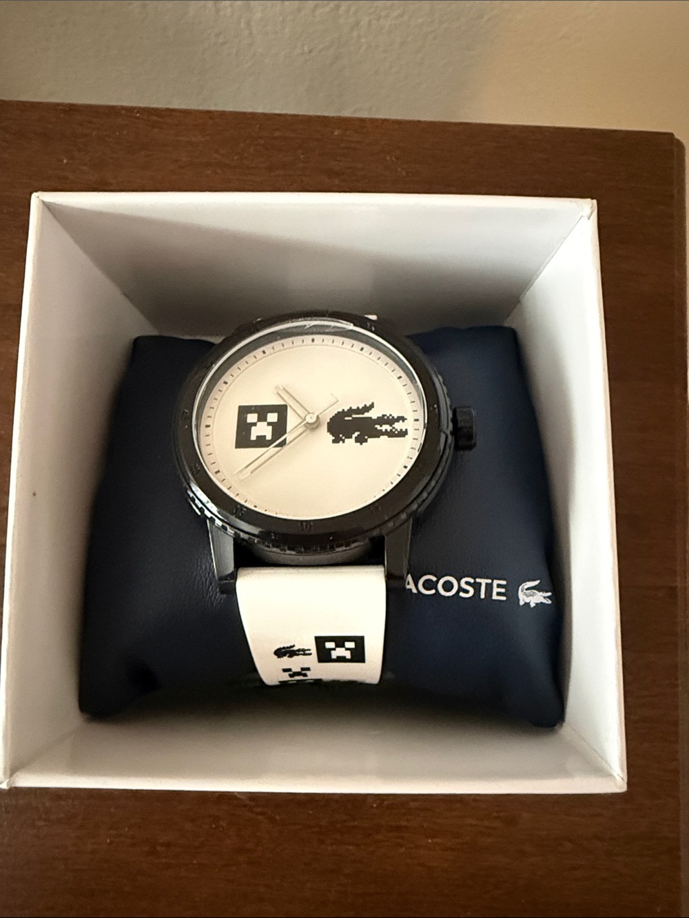 Lacoste White Dial Watch with Black Accents